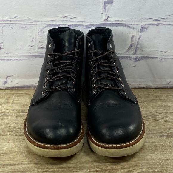 Red Wing 3450 6" Black Round Toe Work Boots Women's Size 6.5 Lace Up Leather USA - Picture 2 of 8